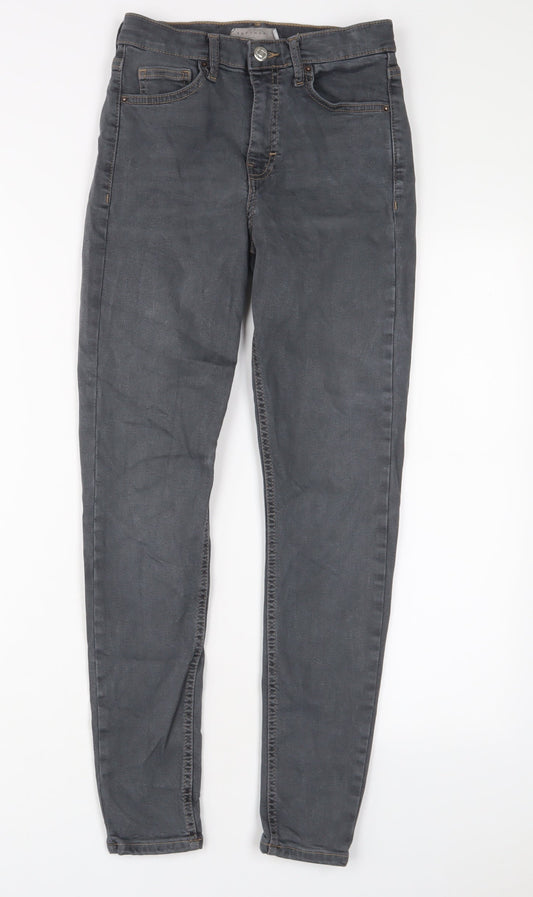 Topshop Womens Grey Cotton Skinny Jeans Size 26 in L32 in Regular Zip