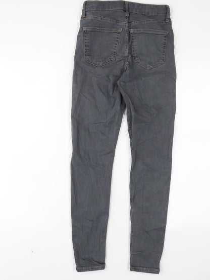 Topshop Womens Grey Cotton Skinny Jeans Size 26 in L32 in Regular Zip