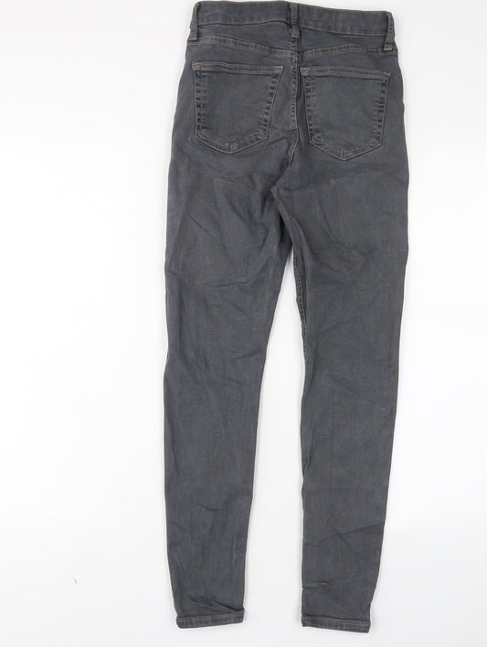 Topshop Womens Grey Cotton Skinny Jeans Size 26 in L32 in Regular Zip
