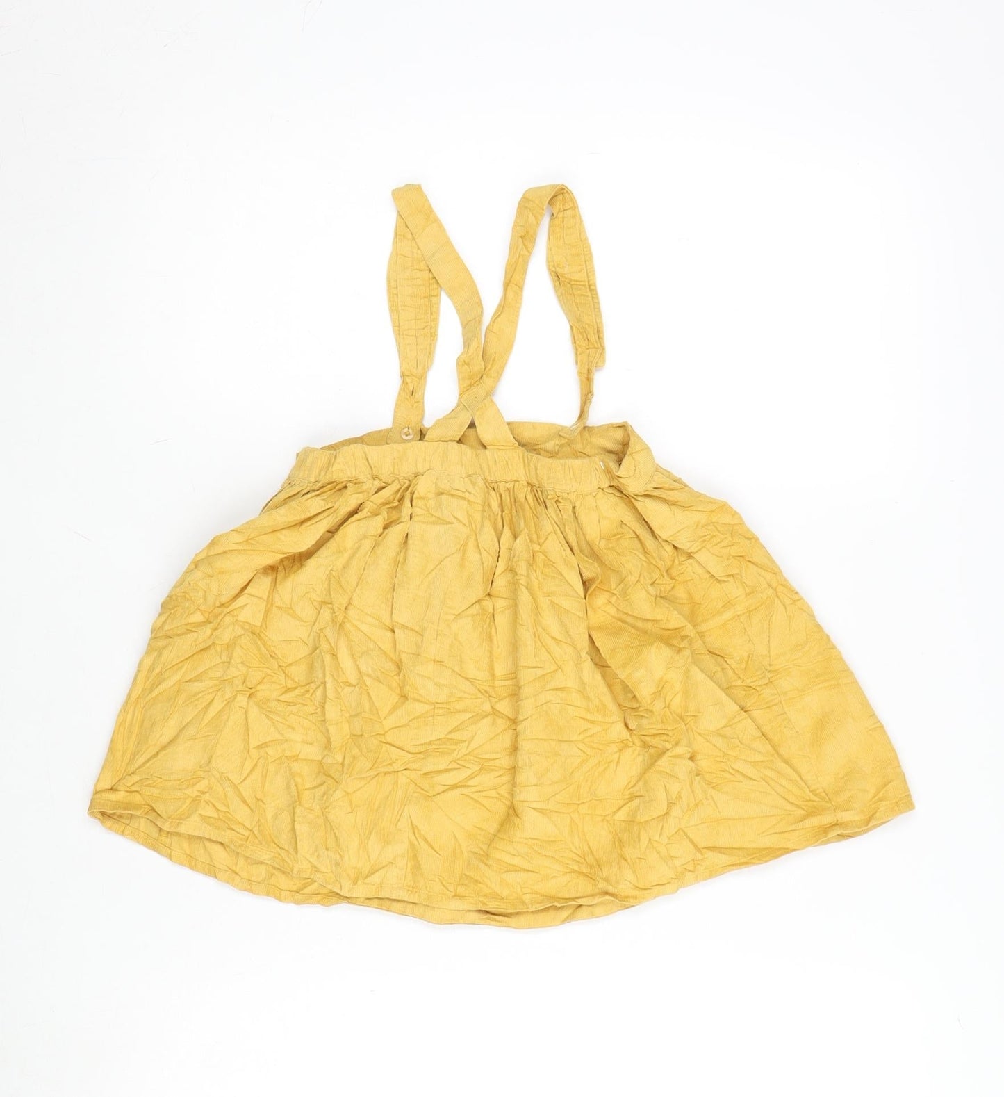 TU Girls Yellow Cotton Fit & Flare Size 3-4 Years Square Neck Button