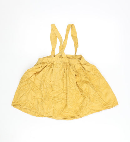 TU Girls Yellow Cotton Fit & Flare Size 3-4 Years Square Neck Button
