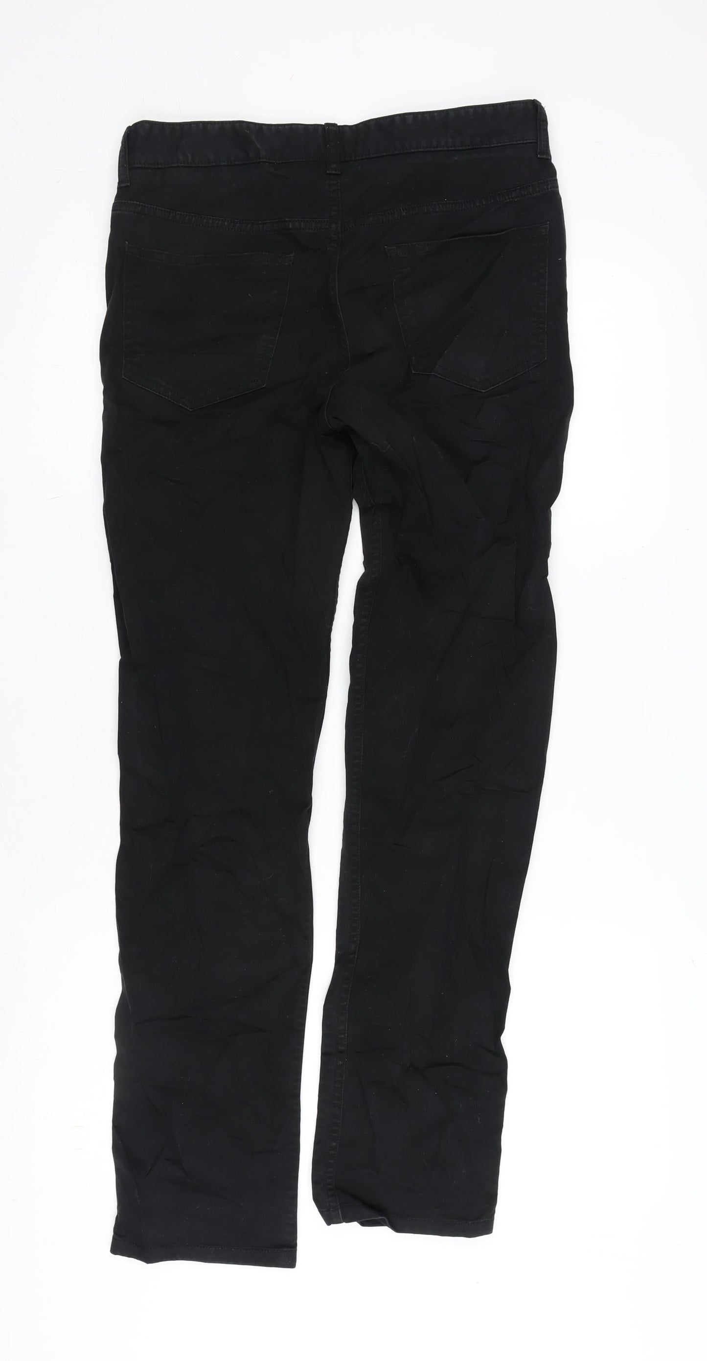 Spoke Womens Black Cotton Blend Straight Jeans Size 30 in L28.5 in Regular Button