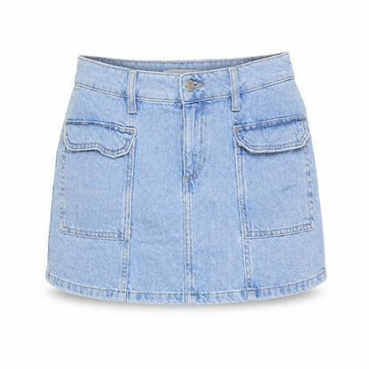 Denim & Co. Womens Blue Cotton A-Line Skirt Size 8 Zip