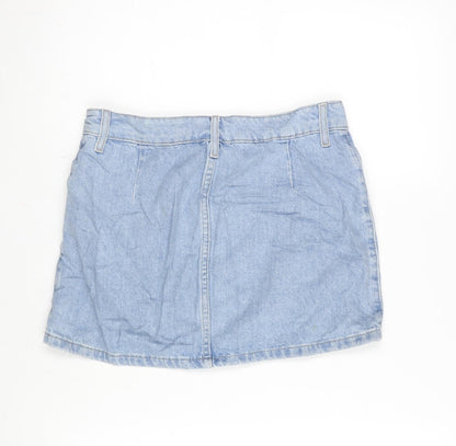 Denim & Co. Womens Blue Cotton A-Line Skirt Size 8 Zip