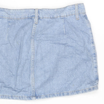 Denim & Co. Womens Blue Cotton A-Line Skirt Size 8 Zip