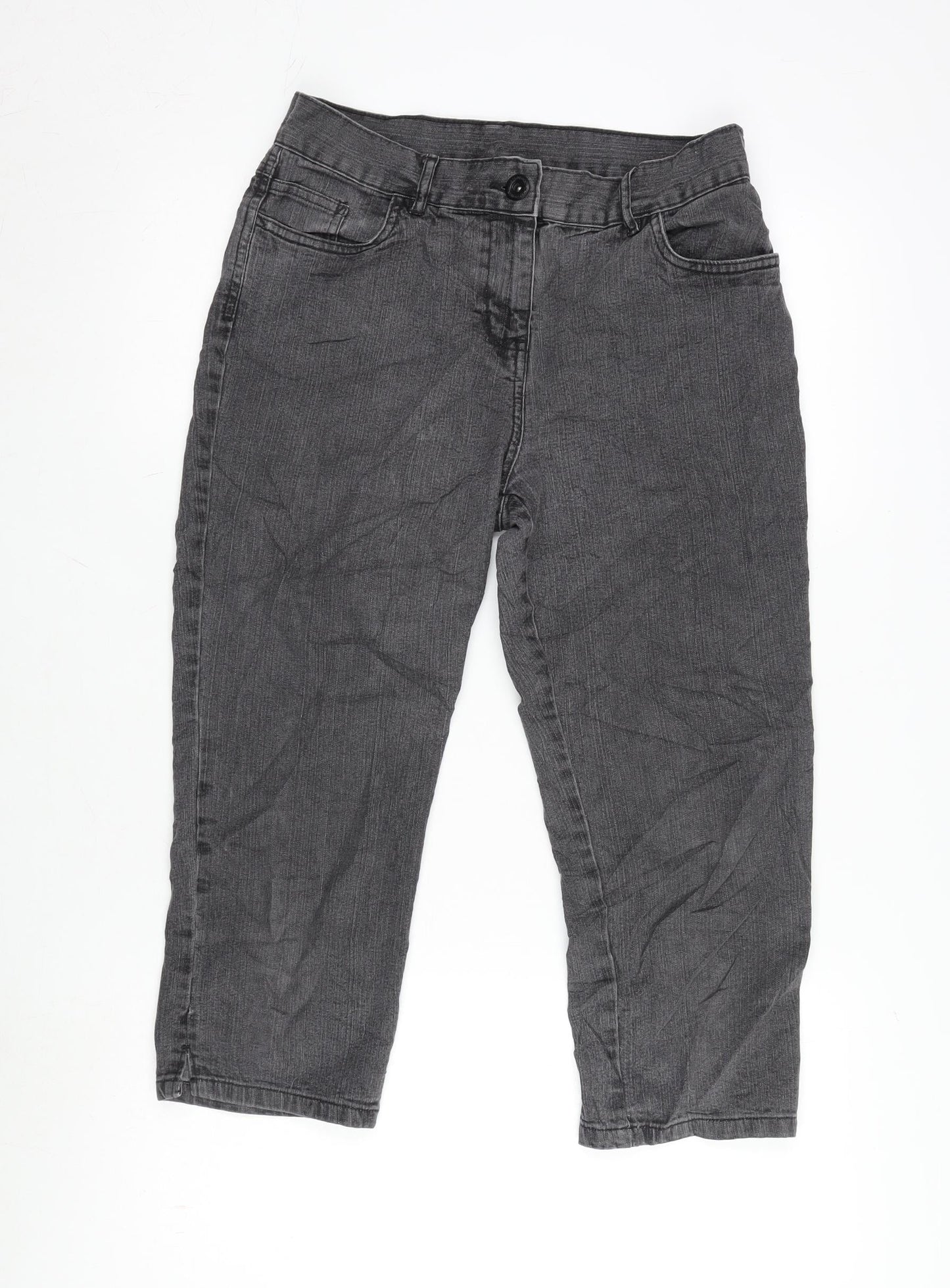 Womens UK Size 10 Marks and Spencer Regular Fit Cropped Grey Jeans