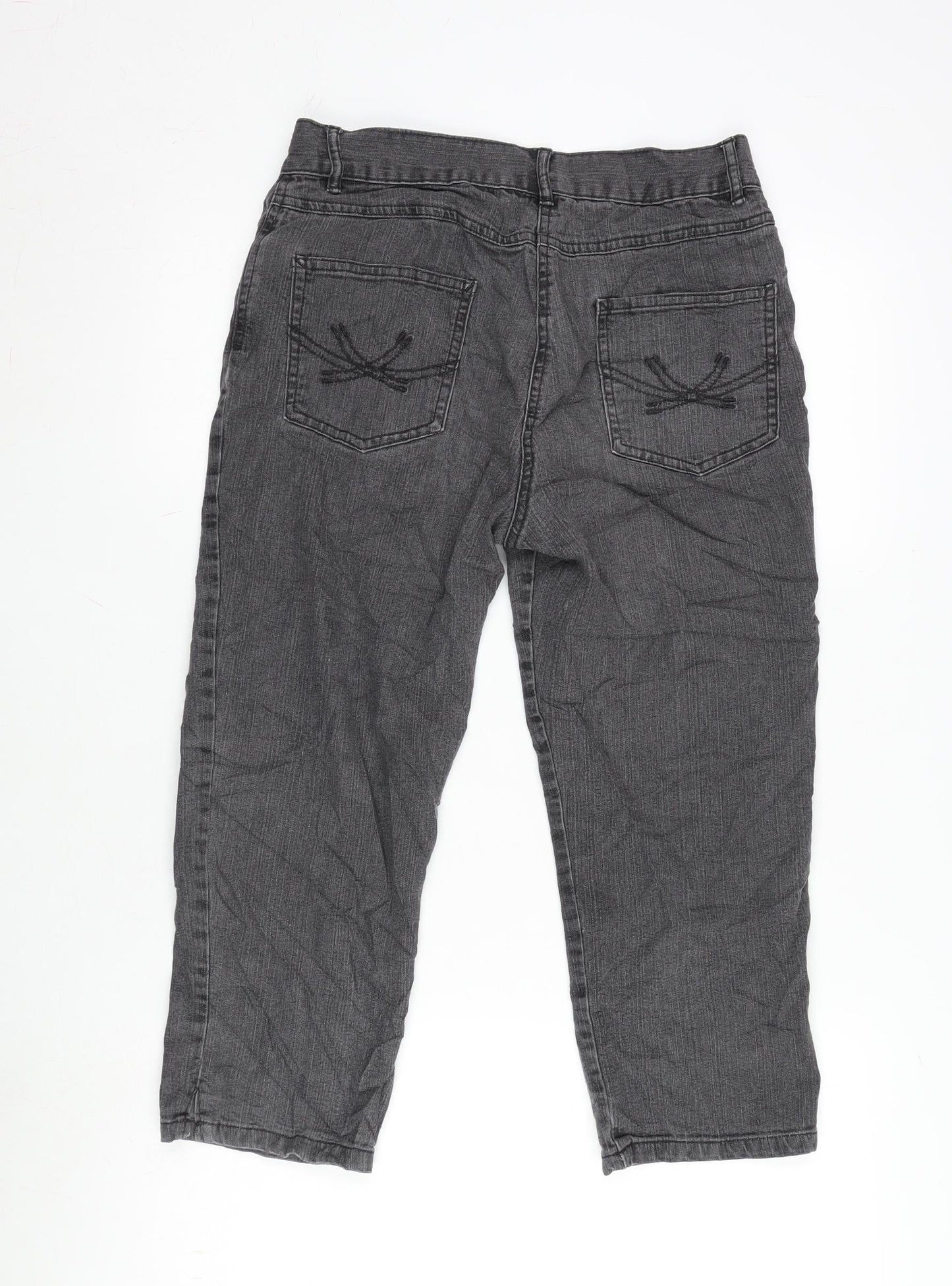Womens UK Size 10 Marks and Spencer Regular Fit Cropped Grey Jeans