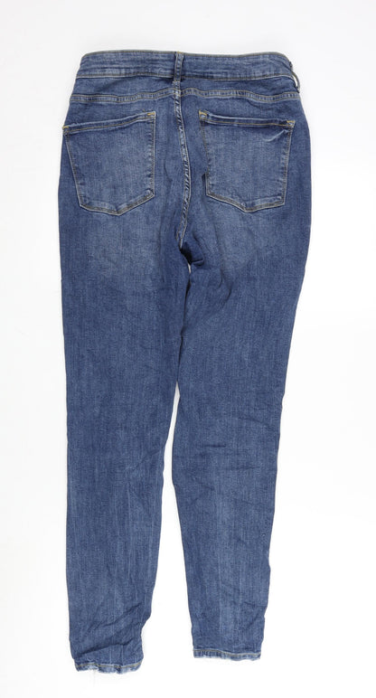 Denim & Co. Womens Blue Cotton Blend Straight Jeans Size 16 L27 in Regular Zip