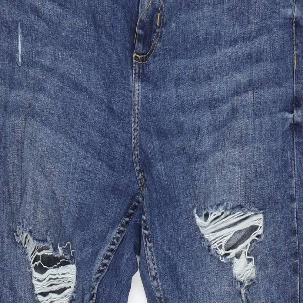 Denim & Co. Womens Blue Cotton Blend Straight Jeans Size 16 L27 in Regular Zip