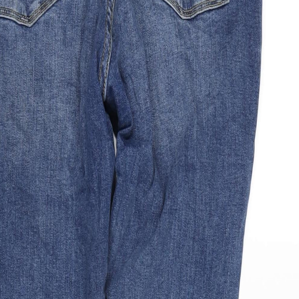 Denim & Co. Womens Blue Cotton Blend Straight Jeans Size 16 L27 in Regular Zip