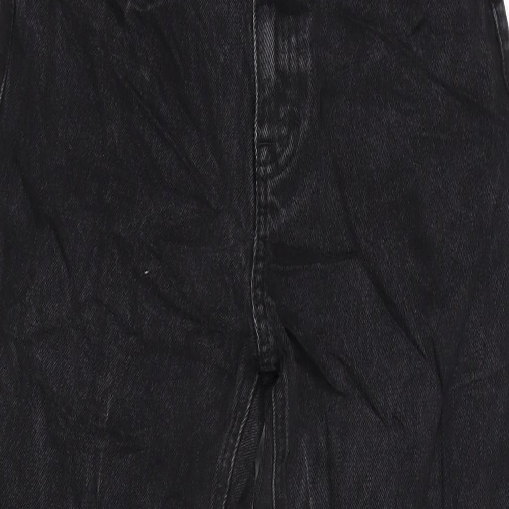 Pull&Bear Womens Black Cotton Mom Jeans Size 8 L26.5 in Regular Zip
