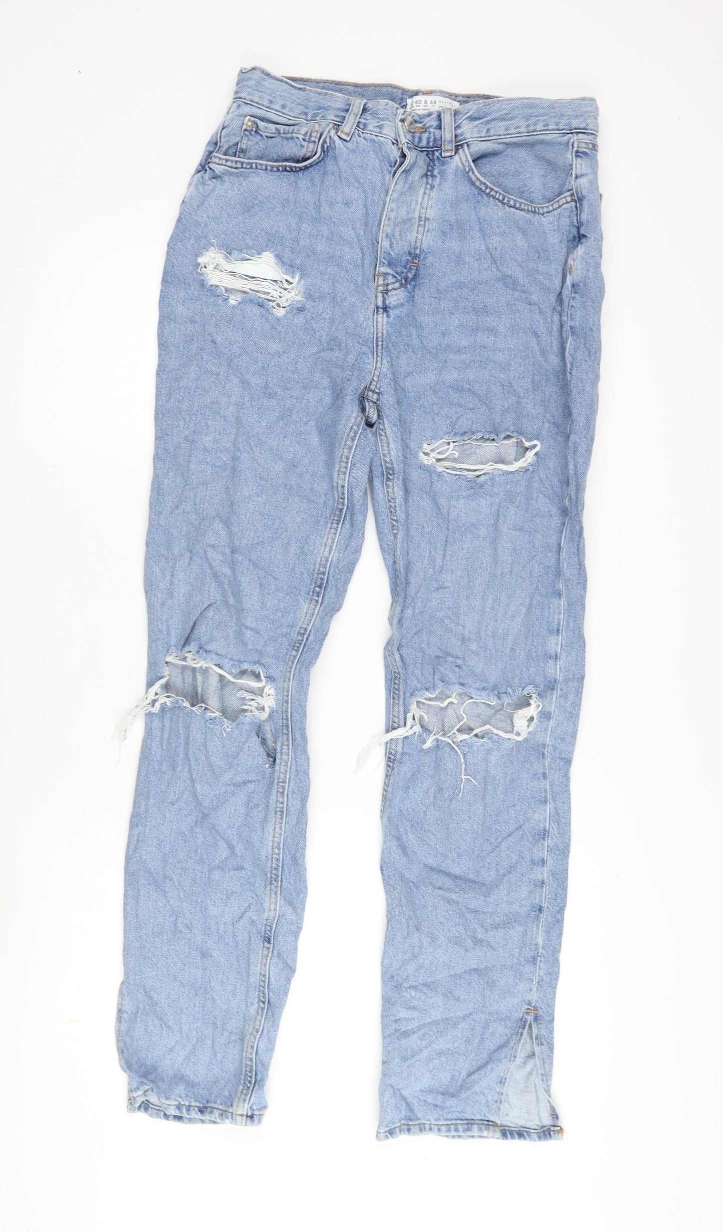 Denim & Co. Womens Blue Cotton Straight Jeans Size 12 L30 in Regular Button