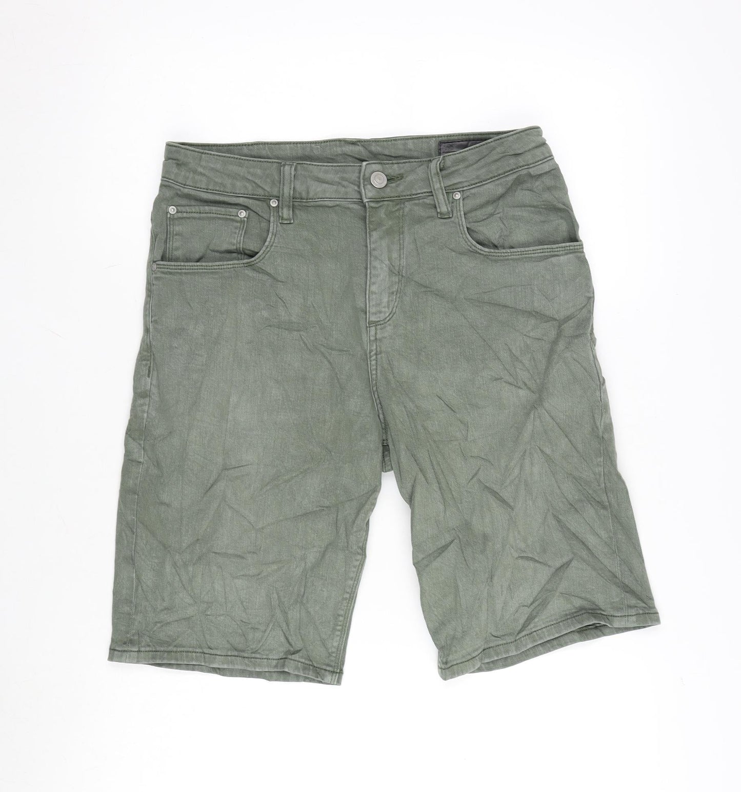 ASOS Mens Green Cotton Bermuda Shorts Size 30 in L10 in Regular Zip