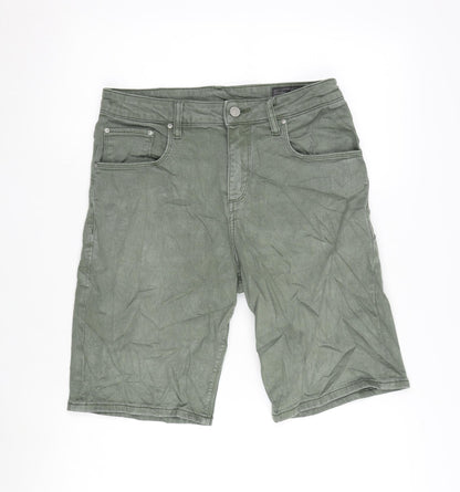 ASOS Mens Green Cotton Bermuda Shorts Size 30 in L10 in Regular Zip