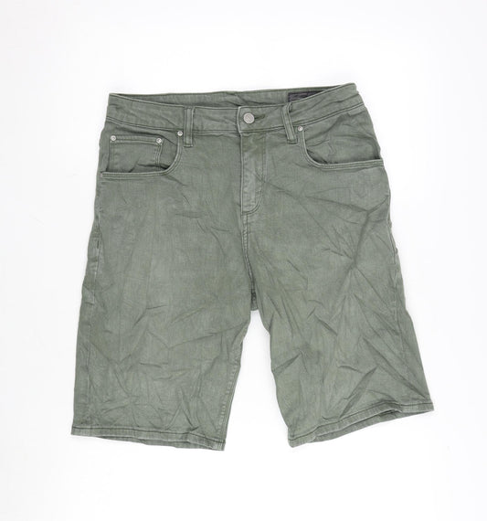 ASOS Mens Green Cotton Bermuda Shorts Size 30 in L10 in Regular Zip
