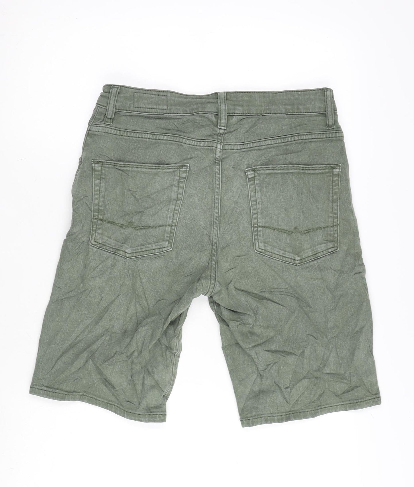 ASOS Mens Green Cotton Bermuda Shorts Size 30 in L10 in Regular Zip