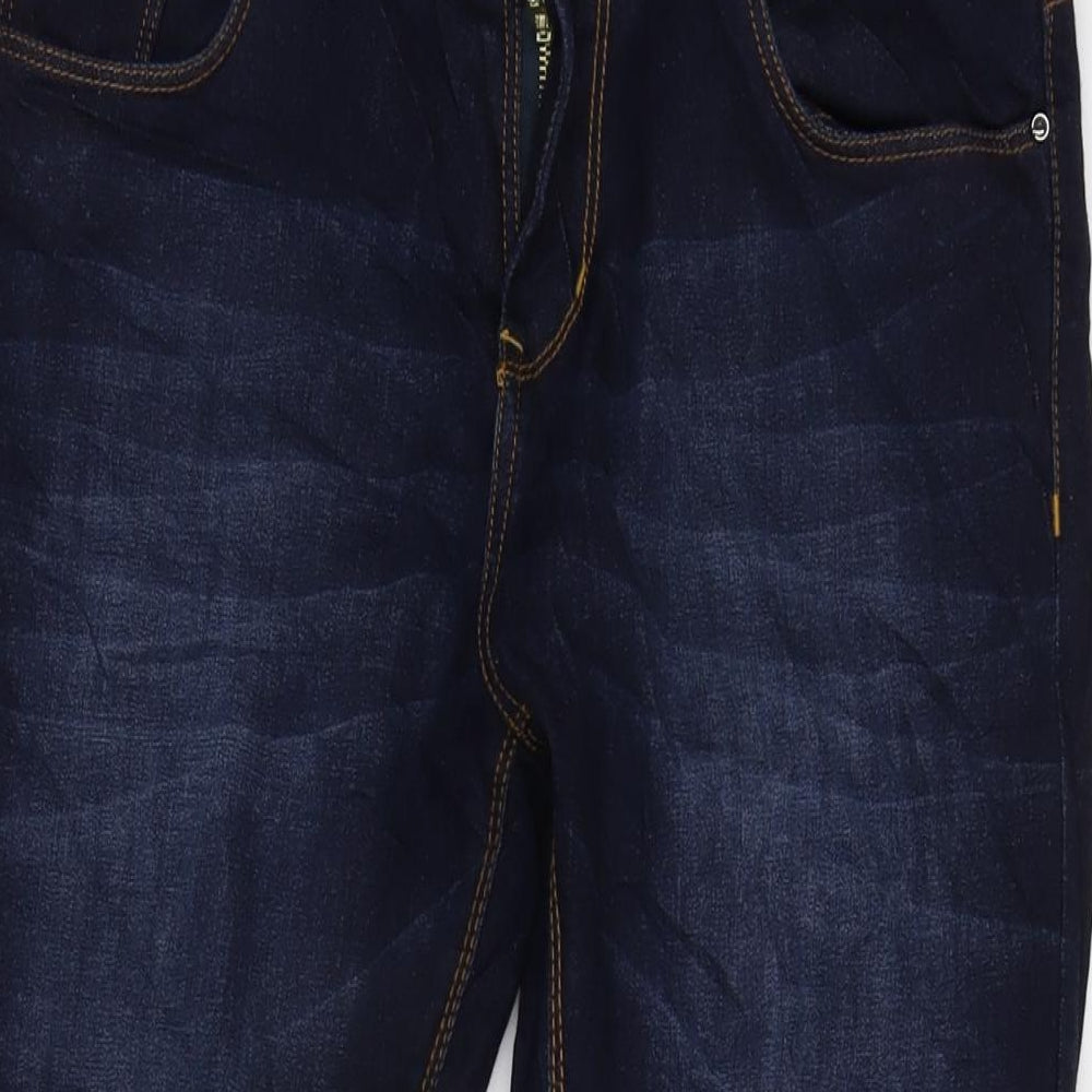 Zheia Womens Blue Cotton Blend Tapered Jeans Size 30 in L25 in Regular Zip