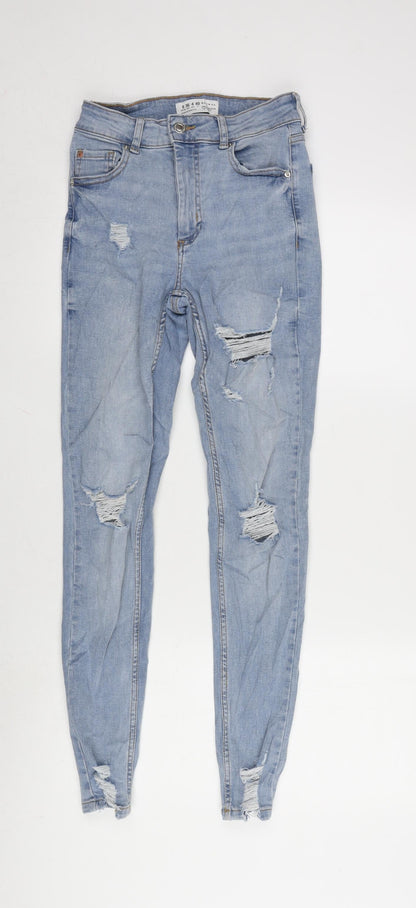 Denim & Co. Womens Blue Cotton Blend Tapered Jeans Size 8 L29 in Regular Zip