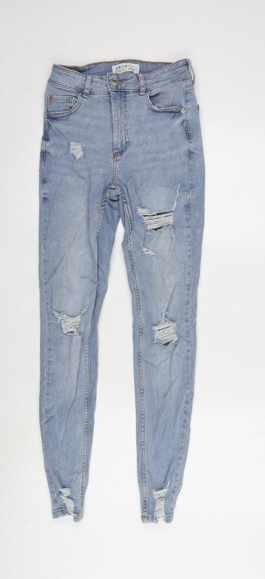 Denim & Co. Womens Blue Cotton Blend Tapered Jeans Size 8 L29 in Regular Zip