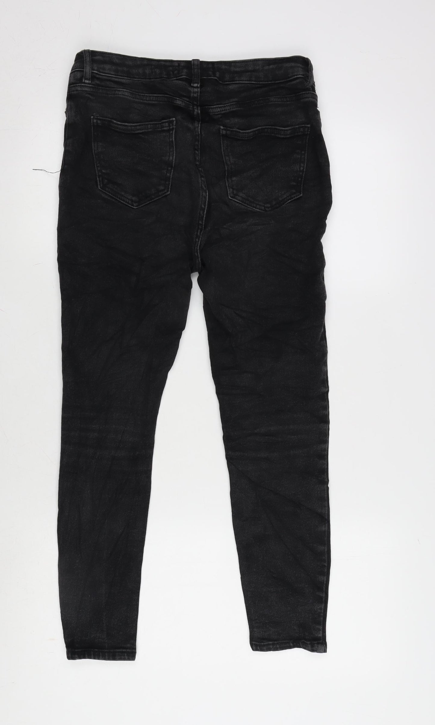 New Look Womens Grey Cotton Blend Tapered Jeans Size 12 L24.5 in Regular Zip