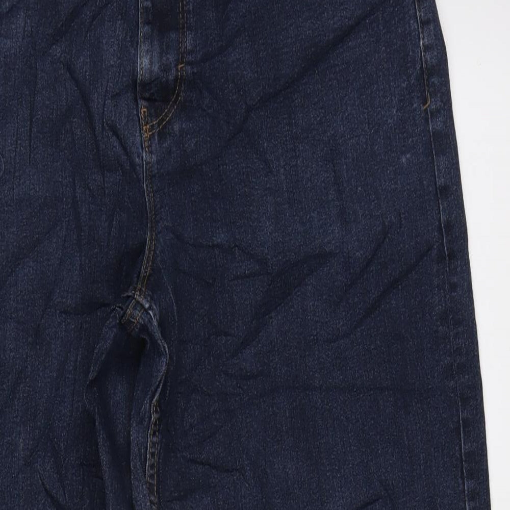 NEXT Womens Blue Cotton Blend Wide-Leg Jeans Size 32 in L27 in Regular Zip