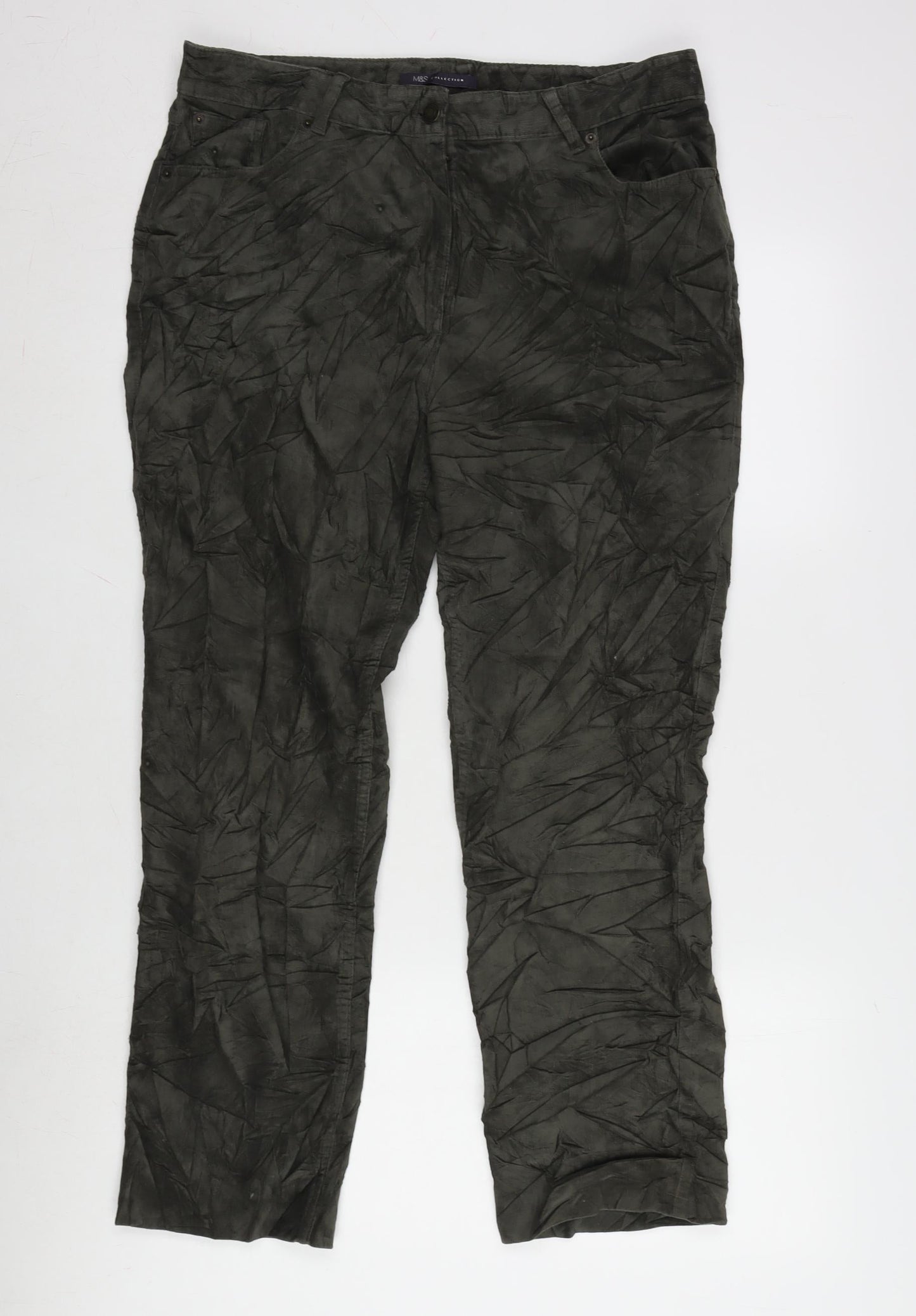 Womens UK Size 14 Marks and Spencer Regular Fit  Green Trousers