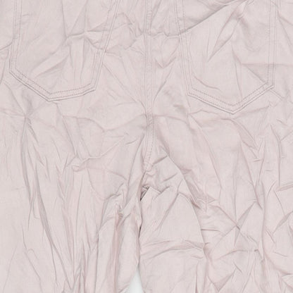 NEXT Womens Pink Cotton Blend Wide-Leg Jeans Size 8 L22 in Regular Zip