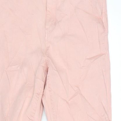 Denim & Co. Womens Pink Cotton Blend Tapered Jeans Size 12 L27 in Regular Zip - Raw Hem