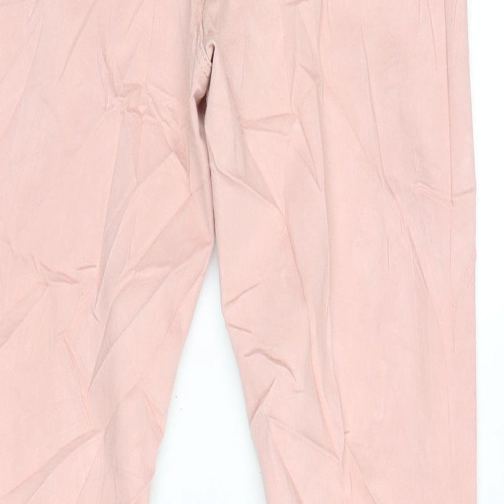 Denim & Co. Womens Pink Cotton Blend Tapered Jeans Size 12 L27 in Regular Zip - Raw Hem