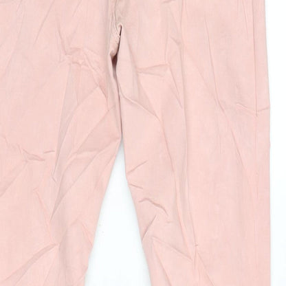 Denim & Co. Womens Pink Cotton Blend Tapered Jeans Size 12 L27 in Regular Zip - Raw Hem