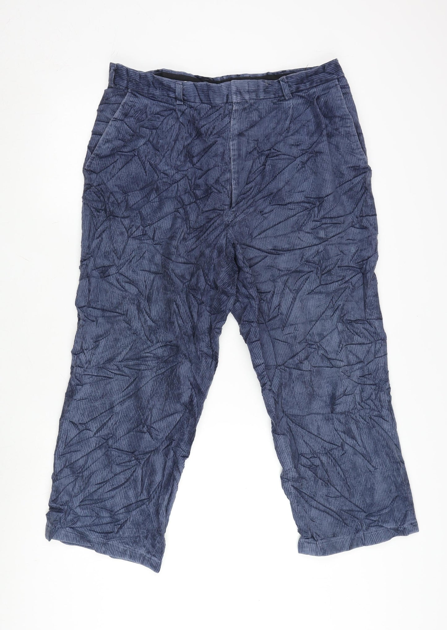 Glomode Womens Blue Cotton Trousers Size 34 in L24 in Regular Zip