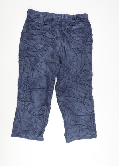 Glomode Womens Blue Cotton Trousers Size 34 in L24 in Regular Zip
