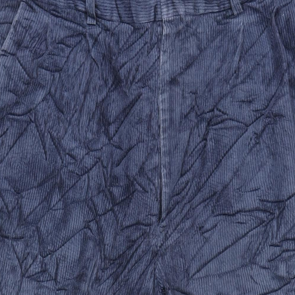 Glomode Womens Blue Cotton Trousers Size 34 in L24 in Regular Zip