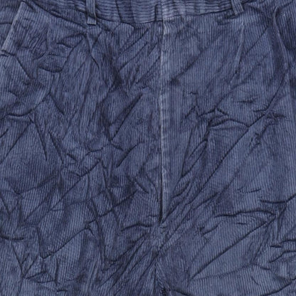Glomode Womens Blue Cotton Trousers Size 34 in L24 in Regular Zip