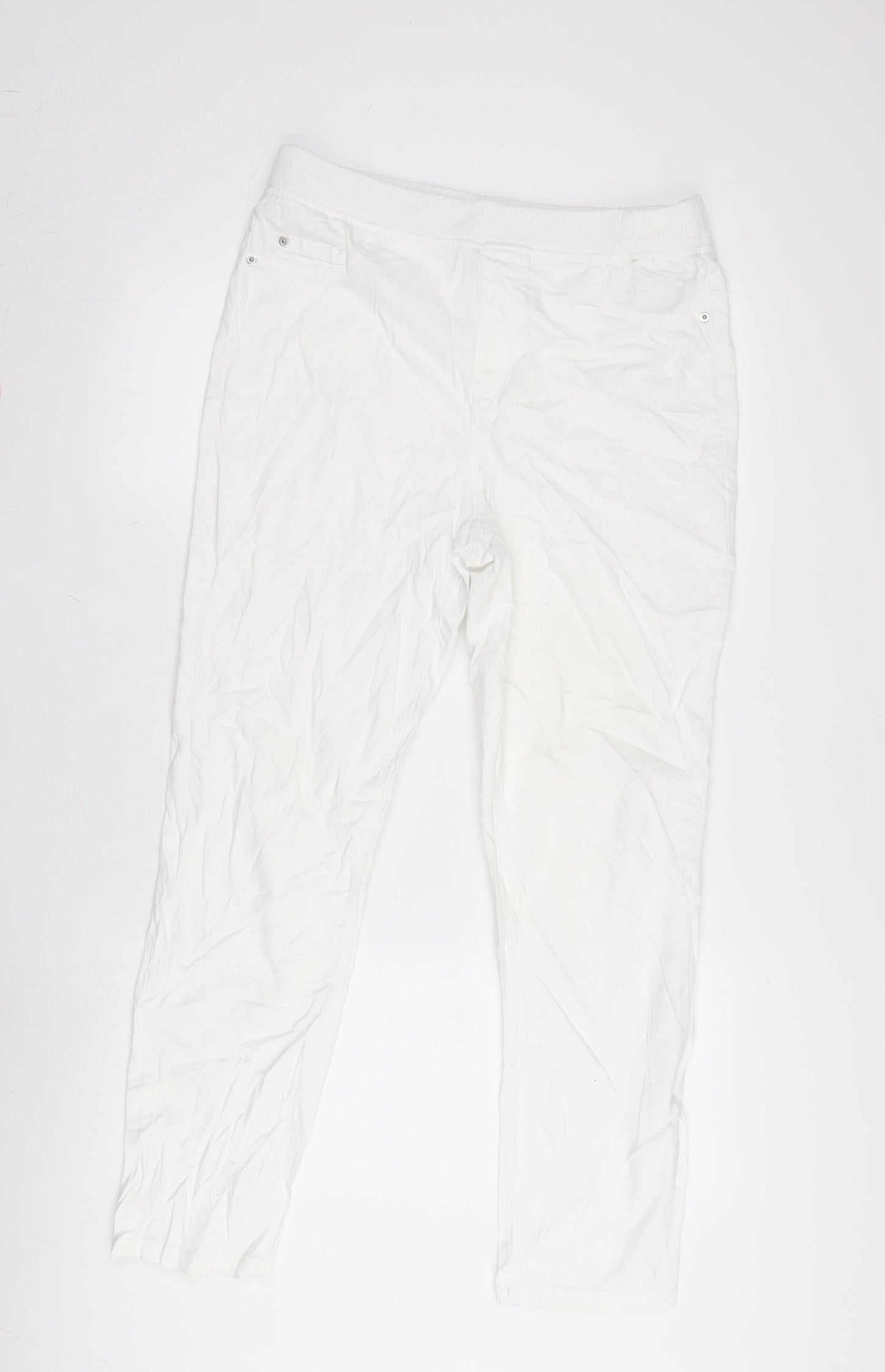 BHS Womens White Cotton Blend Jegging Jeans Size 14 L28 in Regular