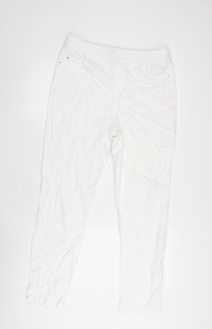 BHS Womens White Cotton Blend Jegging Jeans Size 14 L28 in Regular