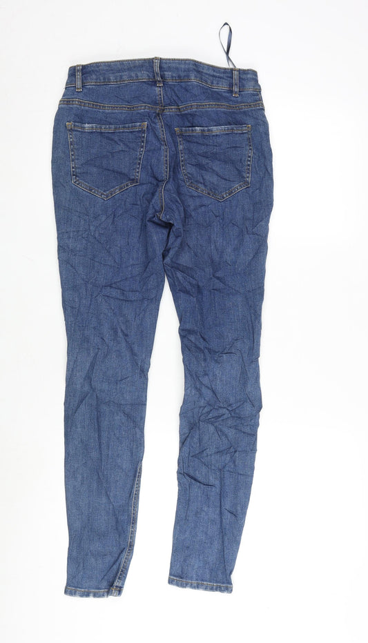 TU Womens Blue Cotton Blend Straight Jeans Size 8 L29 in Extra-Slim Zip