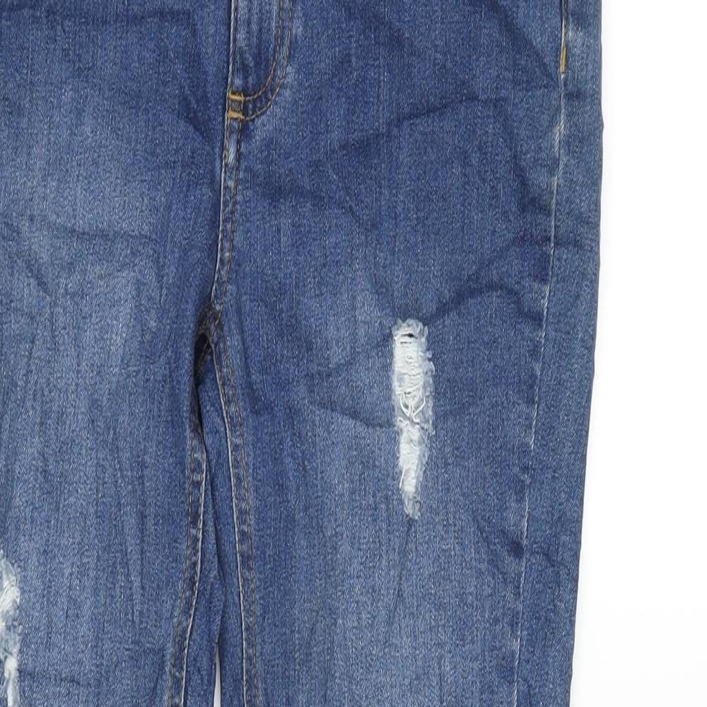 TU Womens Blue Cotton Blend Straight Jeans Size 8 L29 in Extra-Slim Zip
