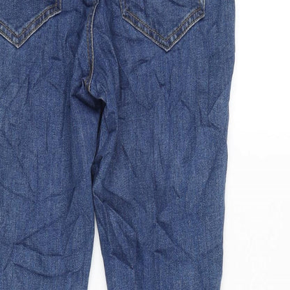 TU Womens Blue Cotton Blend Straight Jeans Size 8 L29 in Extra-Slim Zip