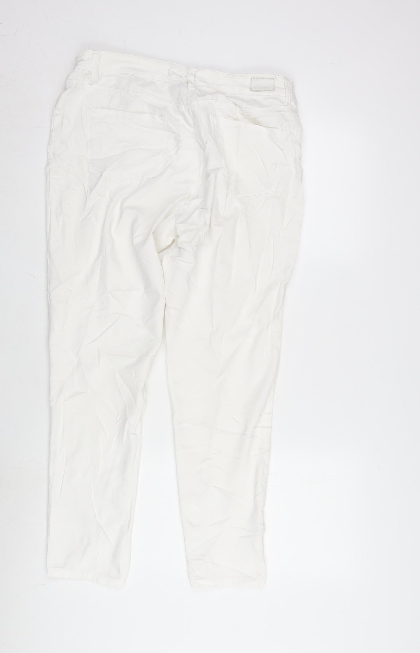 NEXT Womens White Polyester Blend Tapered Jeans Size 12 L28 in Regular Zip