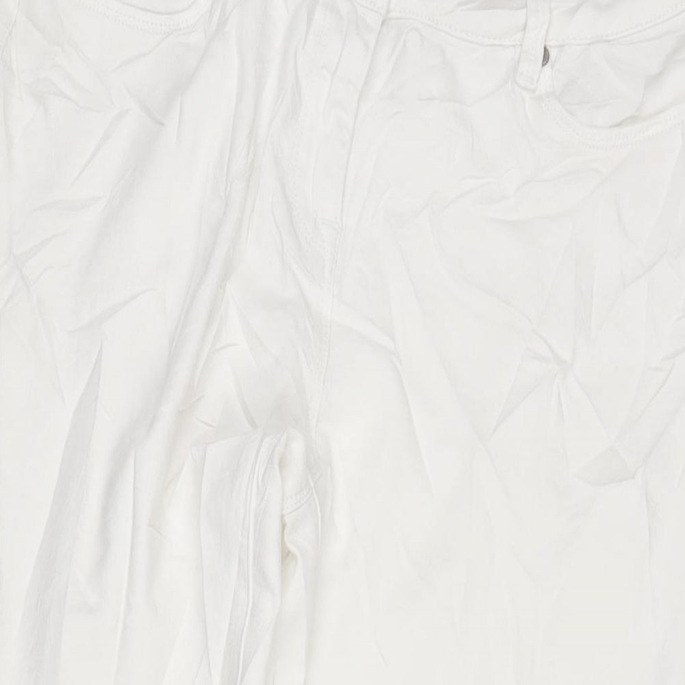 NEXT Womens White Polyester Blend Tapered Jeans Size 12 L28 in Regular Zip