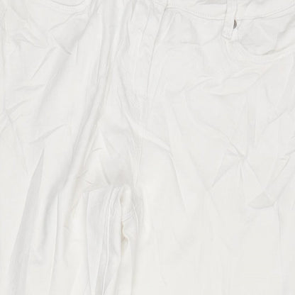 NEXT Womens White Polyester Blend Tapered Jeans Size 12 L28 in Regular Zip