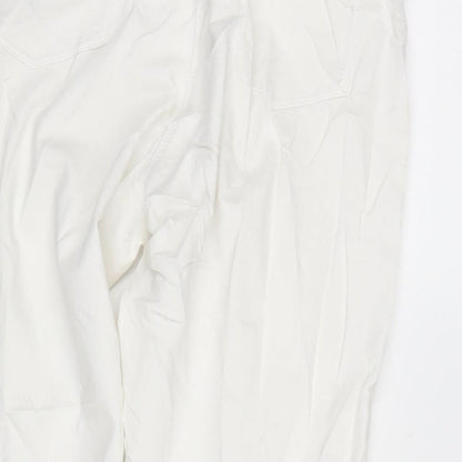 NEXT Womens White Polyester Blend Tapered Jeans Size 12 L28 in Regular Zip