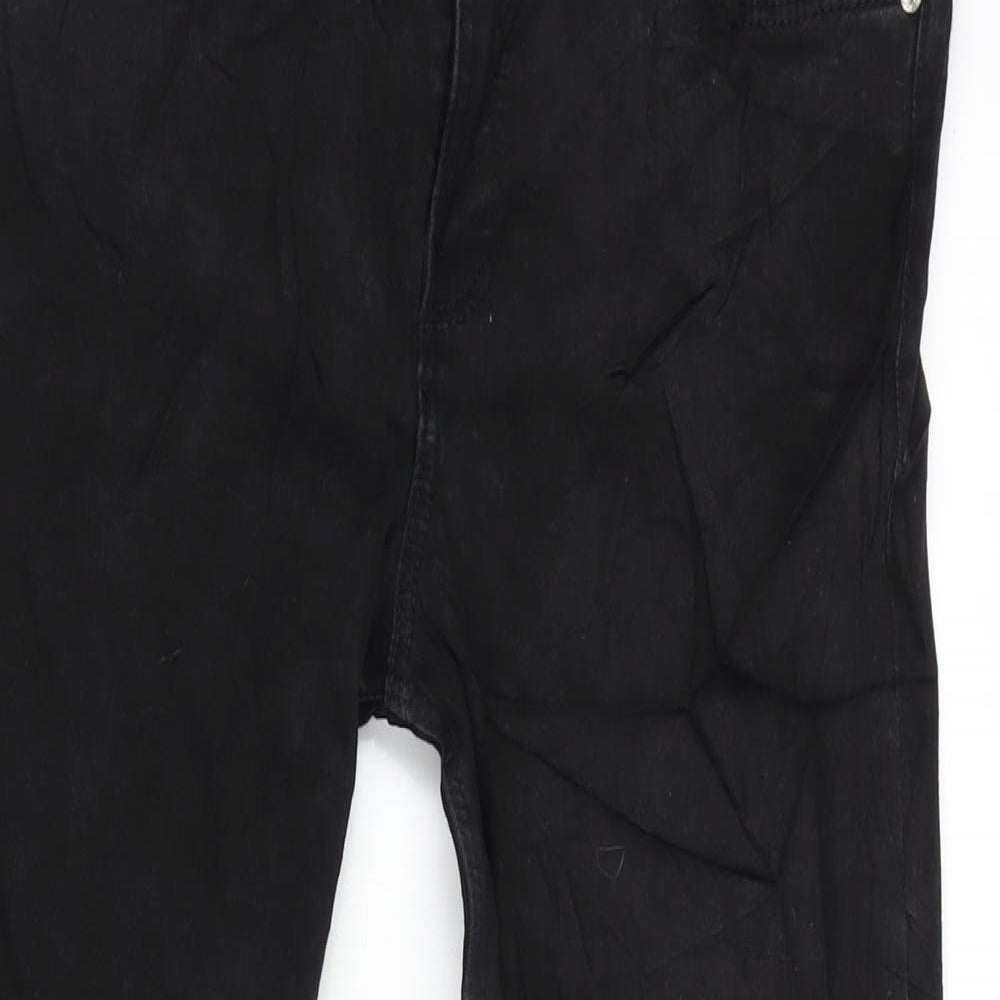 Zara Womens Black Cotton Blend Tapered Jeans Size 12 L28 in Regular Zip