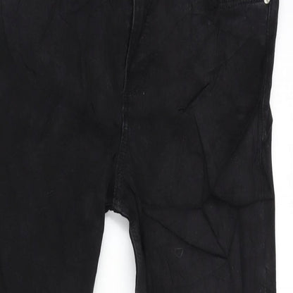 Zara Womens Black Cotton Blend Tapered Jeans Size 12 L28 in Regular Zip