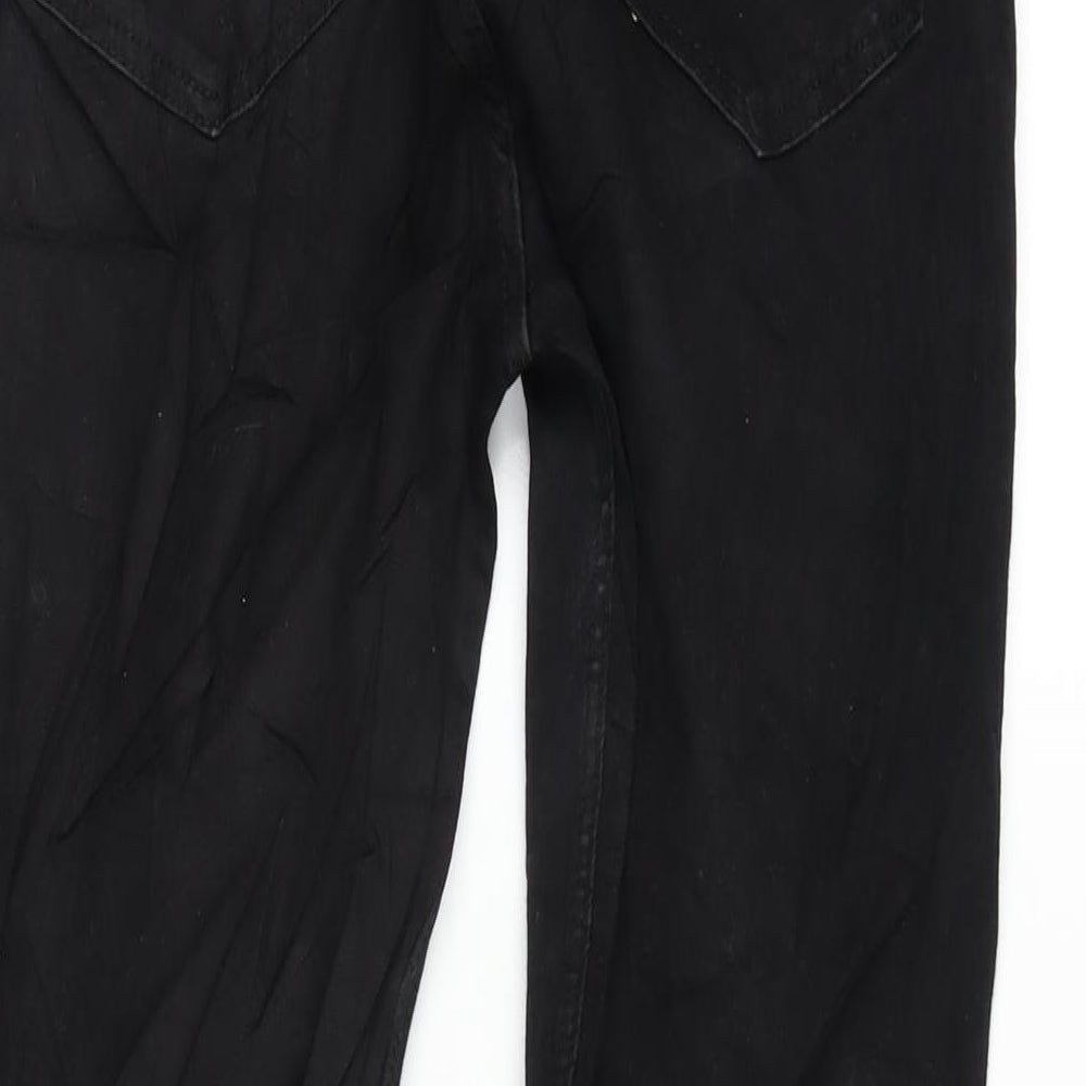Zara Womens Black Cotton Blend Tapered Jeans Size 12 L28 in Regular Zip