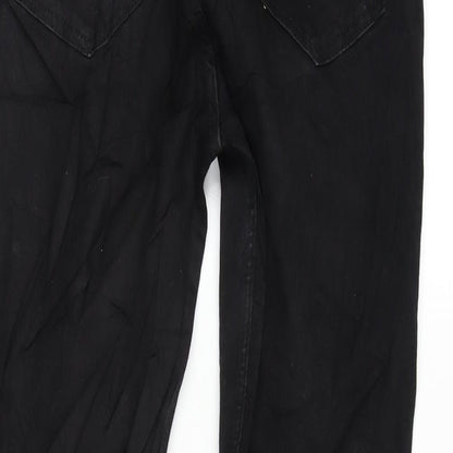 Zara Womens Black Cotton Blend Tapered Jeans Size 12 L28 in Regular Zip