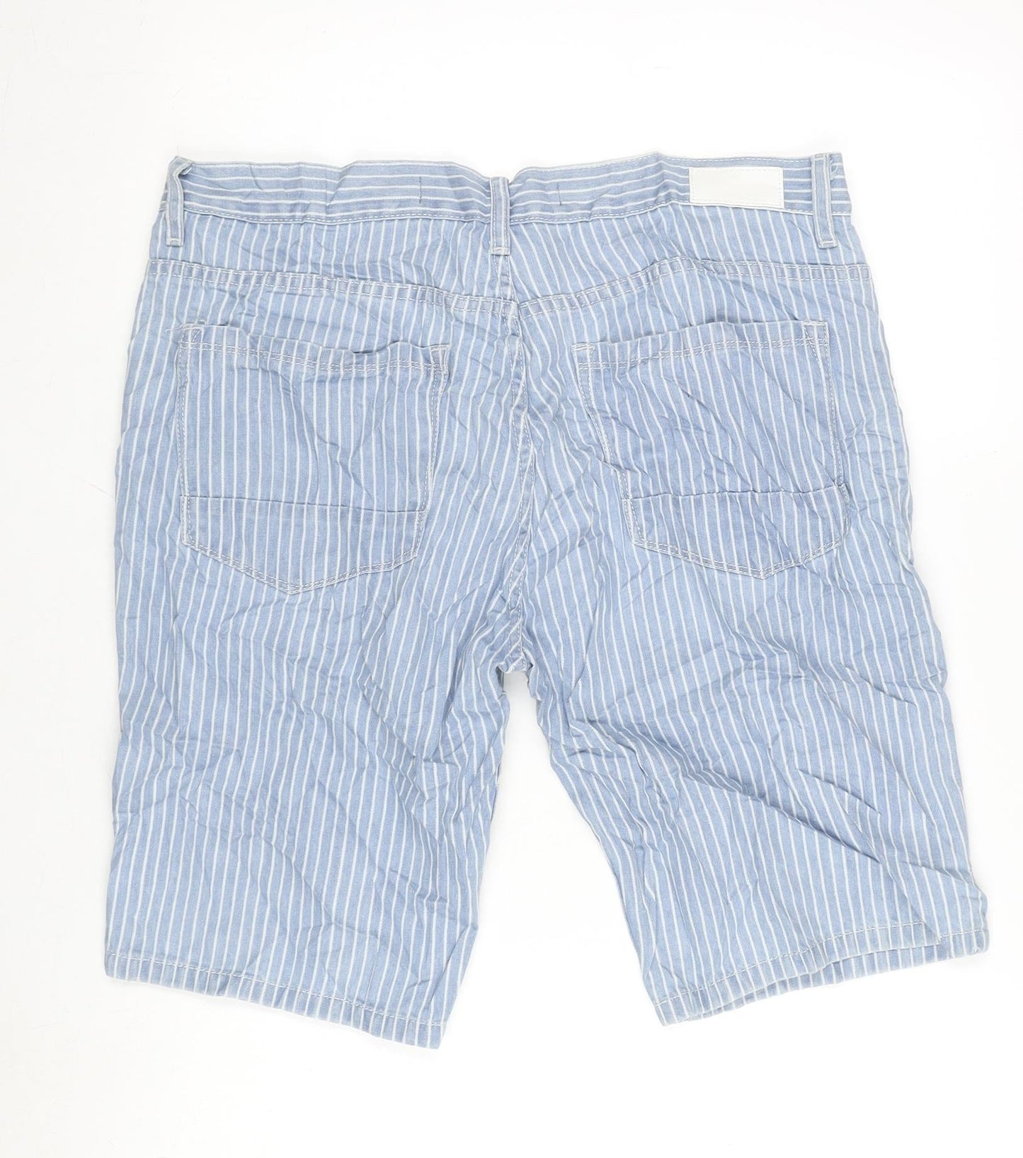 Denim & Co. Mens Blue Striped Cotton Bermuda Shorts Size 36 in L10 in Regular Zip