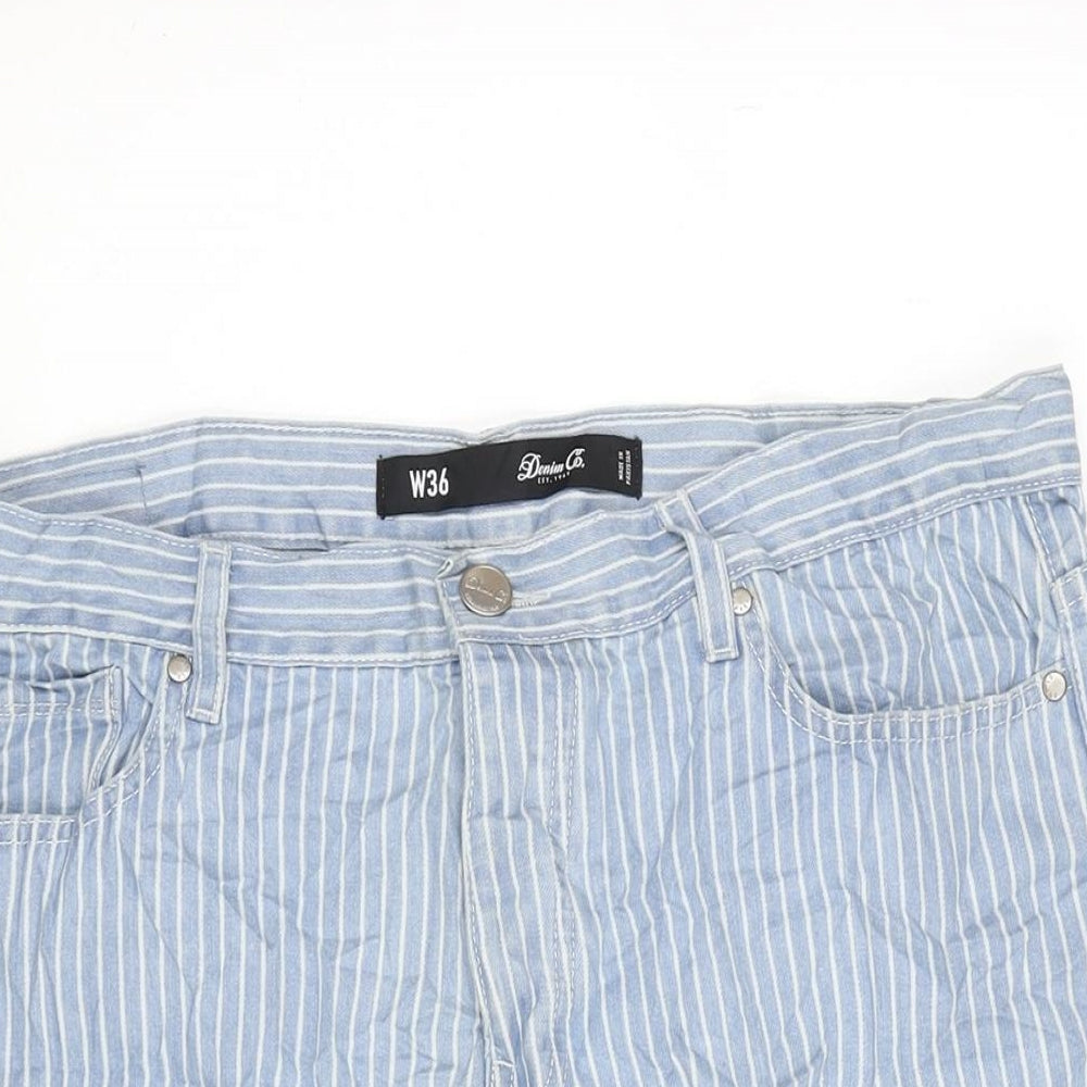 Denim & Co. Mens Blue Striped Cotton Bermuda Shorts Size 36 in L10 in Regular Zip
