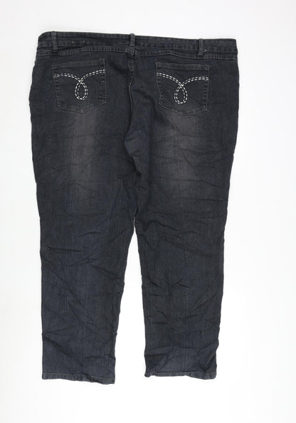 Kayota Lil;y Womens Blue Cotton Blend Straight Jeans Size 46 in L28 in Regular Zip